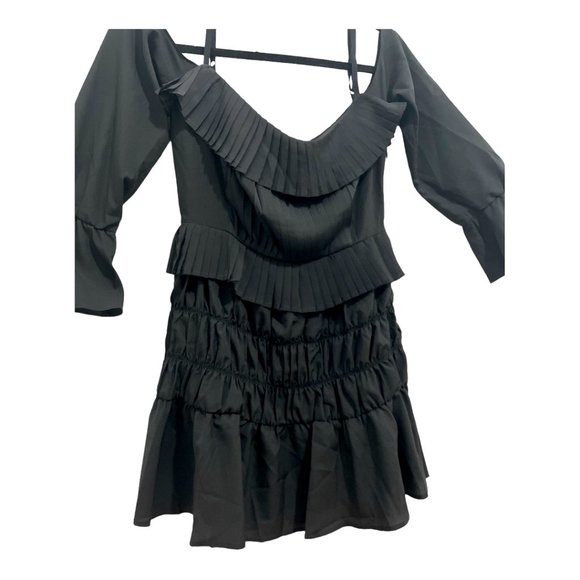 NWT Foxiedox Plisse Off the Shoulder Black Dress Size XS - Picture 8 of 15